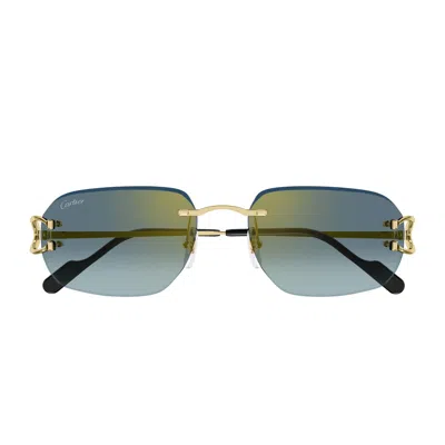Cartier Ct0468s Signature C De  003 Gold Green Sunglasses