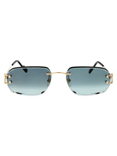 Cartier Ct0468s Sunglasses In 003 Gold Gold Green
