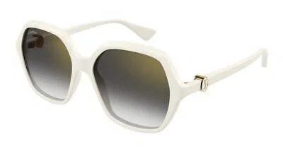 Pre-owned Cartier Ct0470s-004 White White Grey Sunglasses In Gray