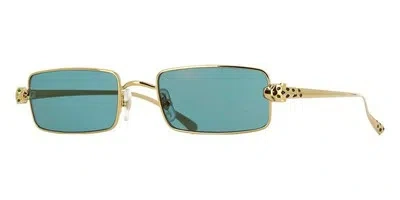 Pre-owned Cartier Ct0473s-003 Gold Gold Sunglasses In Green