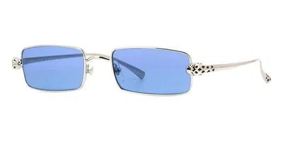 Pre-owned Cartier Ct0473s-004 Silver Silver Sunglasses In Blue