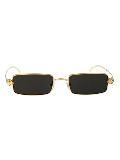 Cartier Ct0473s Sunglasses In 001 Gold Gold Grey