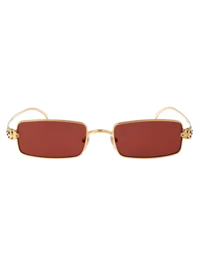 Cartier Ct0473s Sunglasses In 002 Gold Gold Red