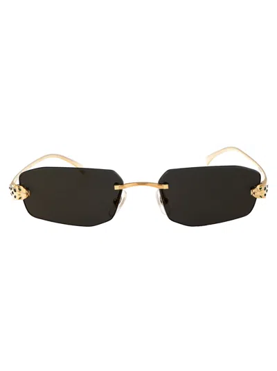 Cartier Ct0474s Sunglasses In 001 Gold Gold Grey