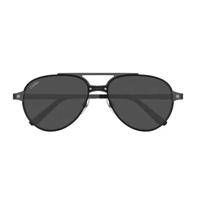 CARTIER CT0476S SANTOS DE CARTIER 005 BLACK RUTHENIUM SMOKE SUNGLASSES