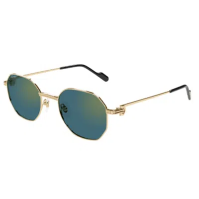 Cartier Ct0500s-003 Gold-gold-green In Multi