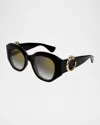 Cartier C-logo Acetate Butterfly Sunglasses In Black Colour