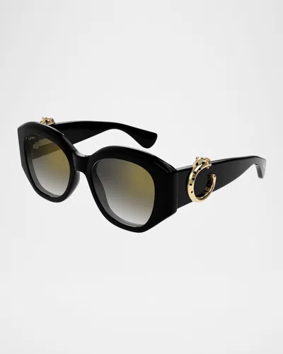 Cartier 53mm Gradient Butterfly Sunglasses In Black Colour