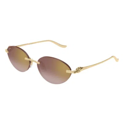 Cartier Ct0504s-002 Gold-gold-red In Multi