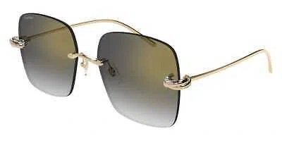 Pre-owned Cartier Ct0508s-001 Gold Sunglasses In Gray
