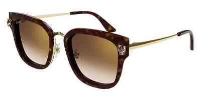 Pre-owned Cartier Ct0509sa-002 Havana Sunglasses In Brown