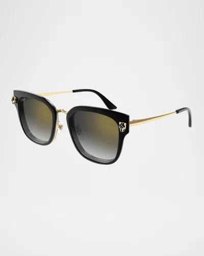 Cartier 55mm Gradient Round Sunglasses In Black Colour