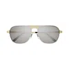 Cartier Santos Brushed Pilot Frame Sunglasses In Gray