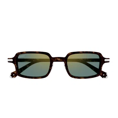 Cartier Ct0539s Première De  002 Havana Green Glasses In Brown