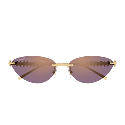 CARTIER CARTIER CT0543S CLASH DE CARTIER 004 GOLD VIOLET SUNGLASSES