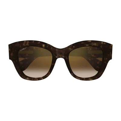 Cartier Ct0547s Panthère C De Sunglasses In Brown