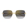 Cartier Panthere Classic 24k Gold Plated Rimless Square Sunglasses, 60mm In Multi