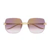 Cartier Ct0549s Panthere De  004 Gold Violet Sunglasses In Gold