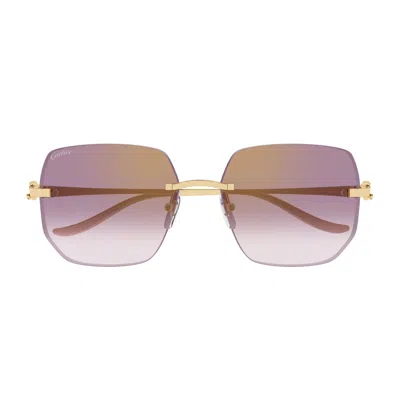 Cartier Ct0549s Panthere De  004 Gold Violet Sunglasses