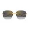 Cartier Panthere Classic 24k Gold Plated Rimless Square Sunglasses, 60mm In Multi