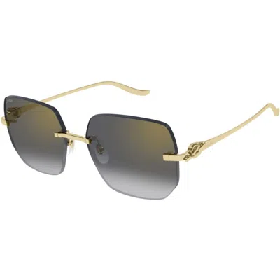Cartier Ct0549s001 Gold Gold Grey In Multi