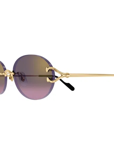 Cartier Ct0551s Round Metal Sunglasses In Purple