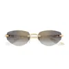 Cartier Decor C Rimless Metal Oval Sunglasses In Gold