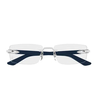 CARTIER CARTIER CT0581O DÉCOR C ALLONGÉ DE CARTIER 004 SILVER BLUE GLASSES