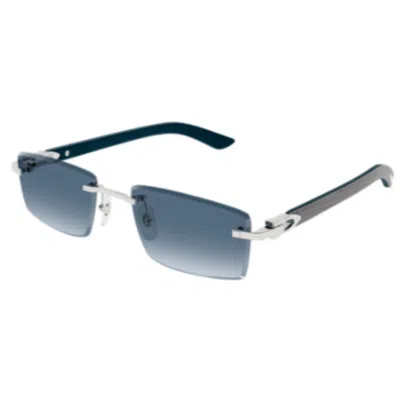 Cartier Ct0582s004 Silver Grey Blue In Multi