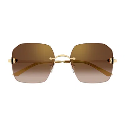 Cartier Ct0591s C De  002 Gold Brown Sunglasses