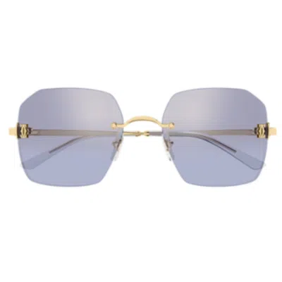 Cartier Ct0591s004 Gold Gold Violet In Blue