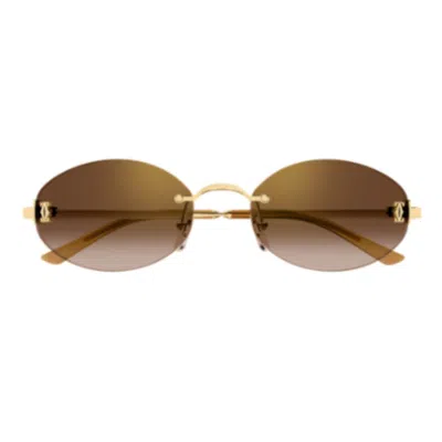 Cartier Ct0592s002 Gold Gold Brown