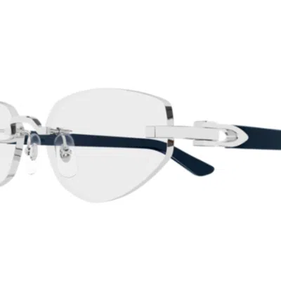 Cartier Ct0609o004 Silver Blue Transpare In Black