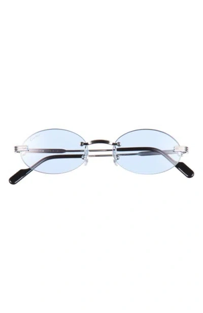Cartier Ct0615s Small Oval Sunglasses In Blue