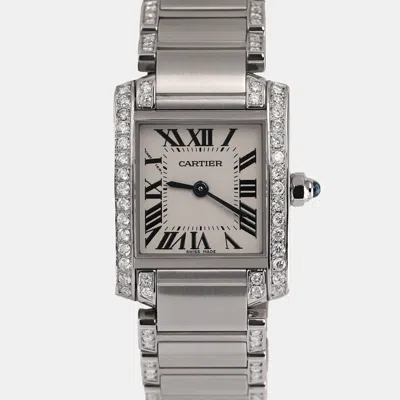Pre-owned Cartier Customised Diamond Stainless Steel W51008q3 Quartz Women's Wristwatch 25 Mm In Silver