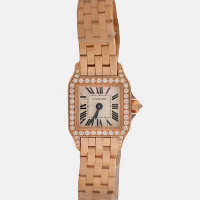 Pre-owned Cartier Customised Pink 0.70ct Diamond 18k Rose Gold Santos 100 Quartz Women's Wristwatch 26mm
