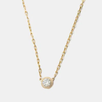 Pre-owned Cartier D'amour 18k Rose Gold And Diamond Pendant Necklace