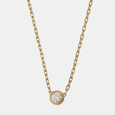Pre-owned Cartier D'amour 18k Rose Gold And Diamond Pendant Necklace