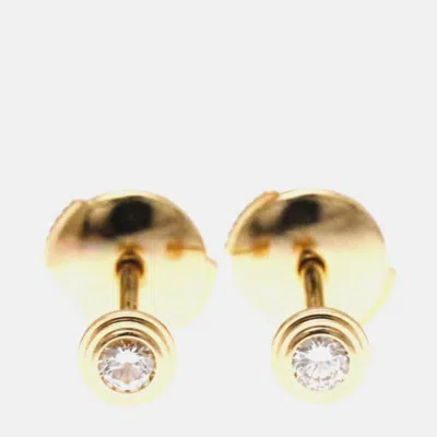 Pre-owned Cartier D'amour 18k Rose Gold And Diamond Stud Earrings