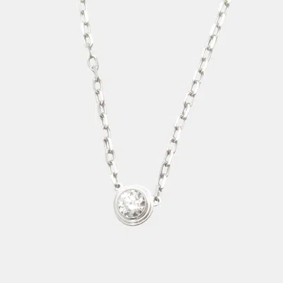 Pre-owned Cartier D'amour 18k White Gold And Diamond Pendant Necklace