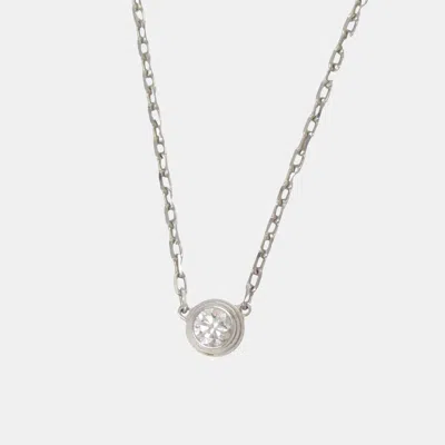 Pre-owned Cartier D'amour 18k White Gold And Diamond Pendant Necklace