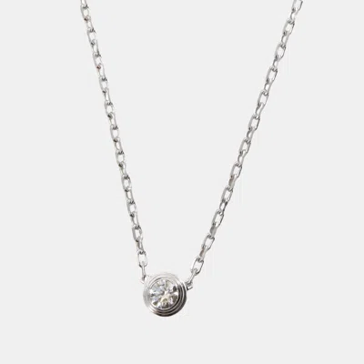 Pre-owned Cartier D'amour 18k White Gold And Diamond Pendant Necklace