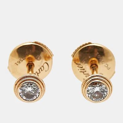 Pre-owned Cartier D'amour Diamond 18k Rose Gold Medium Model Stud Earrings