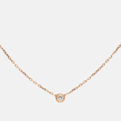 Pre-owned Cartier D'amour Diamond 18k Rose Gold Small Model Necklace