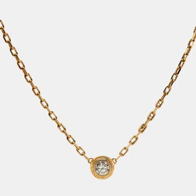 Pre-owned Cartier D'amour Diamond 18k Rose Gold Small Model Necklace