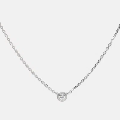 Pre-owned Cartier D'amour Diamond 18k White Gold Pendant Necklace In Silver