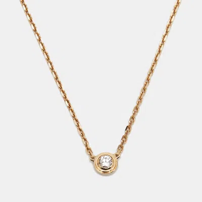 Pre-owned Cartier D'amour Diamond 18k Yellow Gold Mini Model Necklace