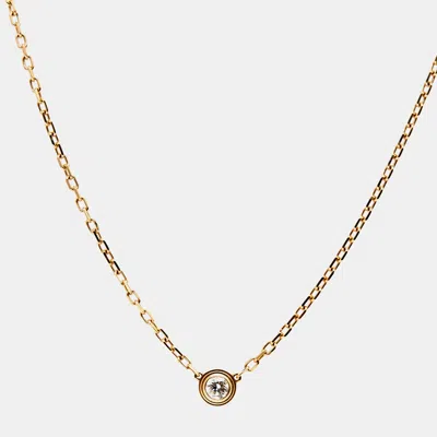 Pre-owned Cartier D'amour Diamond 18k Yellow Gold Necklace