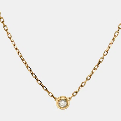 Pre-owned Cartier D'amour Diamond 18k Yellow Gold Small Model Necklace