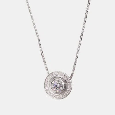 Pre-owned Cartier D'amour Diamond Halo 18k White Gold Pendant Necklace